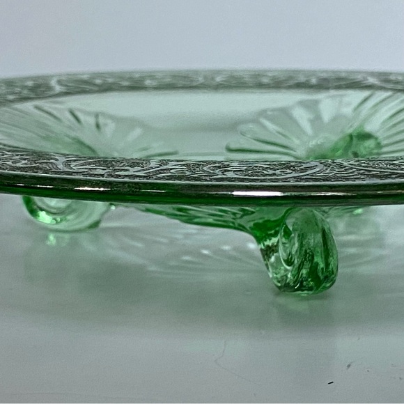 Depression Glass Footed Dish Etched Platter Plate 7” Candy Cookies Decor EUC - Picture 2 of 16
